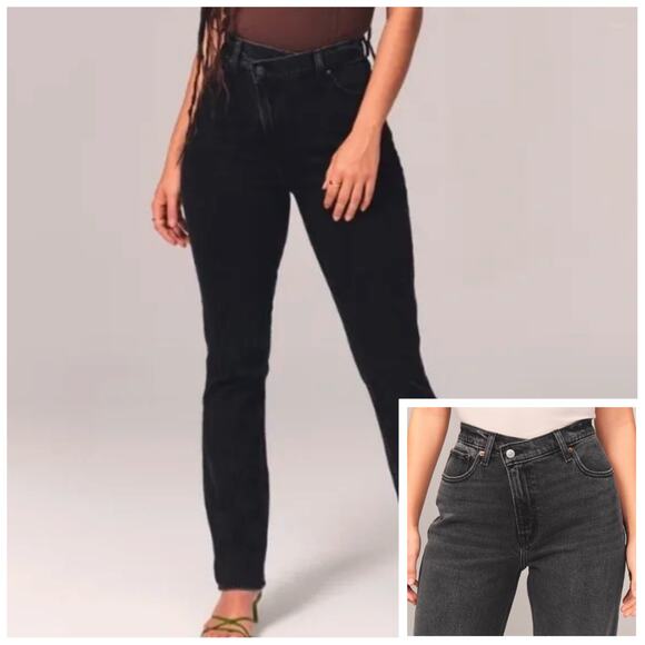 Abercrombie & Fitch The 90s Slim Straight Jean Ultra High Rise size 32/14 SHORT - Picture 1 of 13